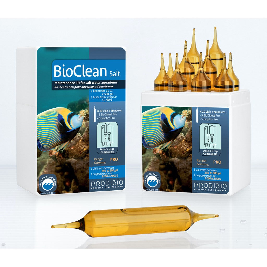 BioClean Salt Pro10 10 vials by Prodibio (Pack includes BioDigest & Biotim) - Aquarium Care Program - Marine