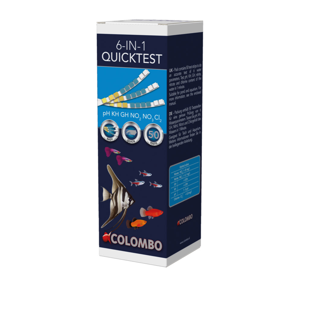 Colombo Fresh Water Quicktest 6-in-1 50 Test Strips (Best Before Date May 2026)