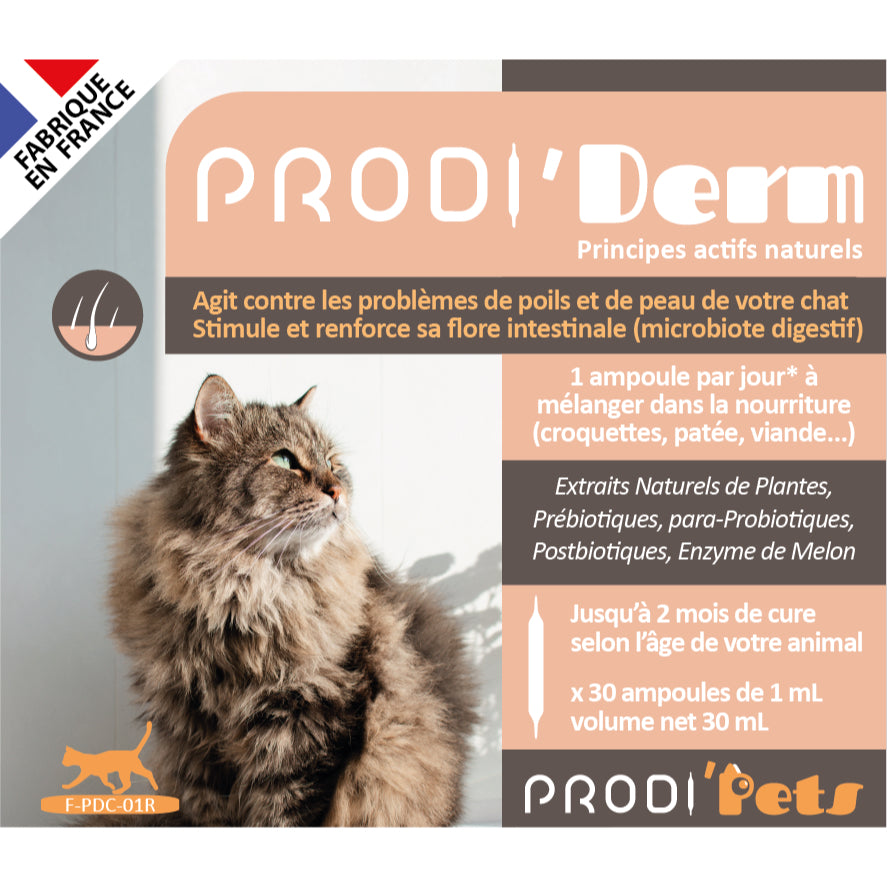 Prodi'Derm Cat 30 vials – Probiotics And Plant Extracts For Skin And Hair