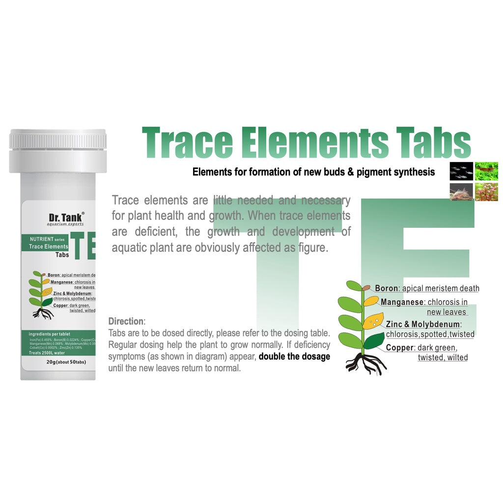 Dr Tank Nutrient Tab Series - Trace Elements Tabs (50 Tabs) - Elements for formation of new buds & pigment synthesis