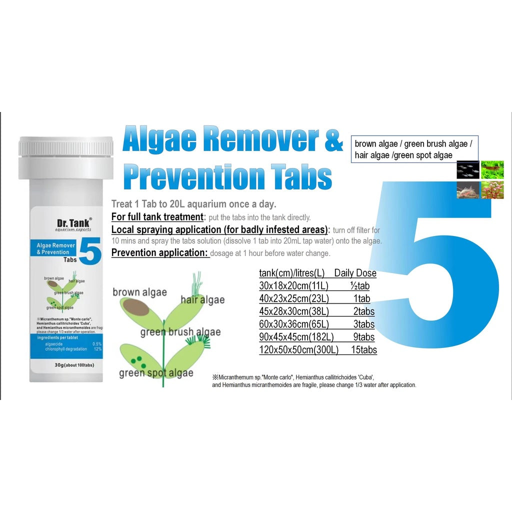 Dr Tank Algae Remover & Prevention Tabs (100 Tabs)