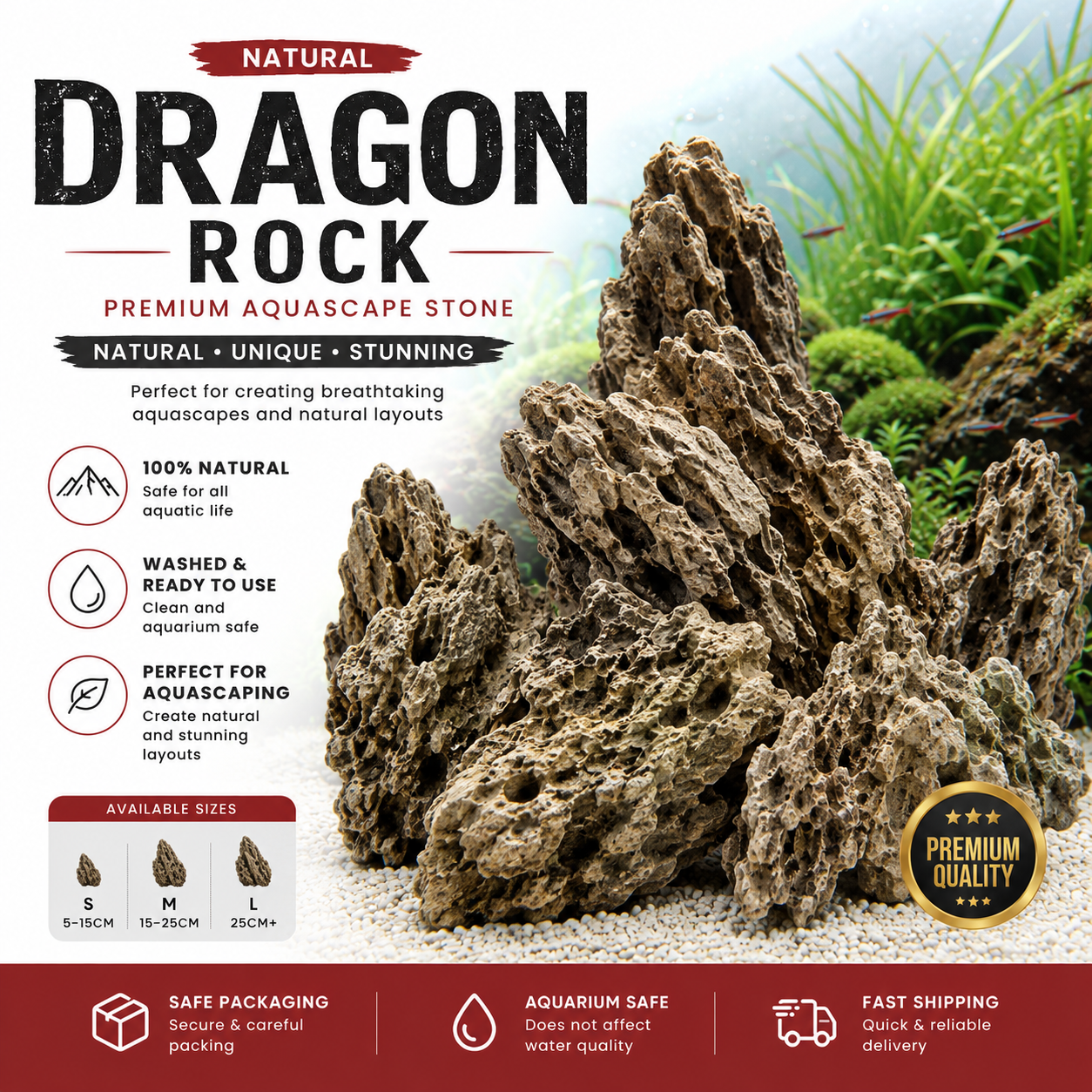 Dragon rocks mixture of 10-30cm sizes (5kg) by Aquatic Farmer