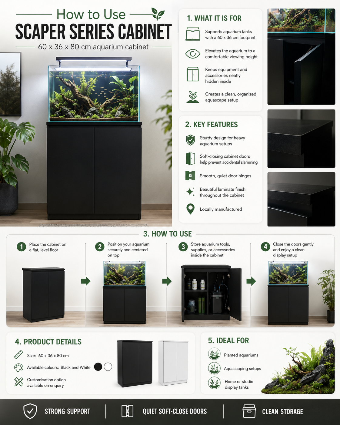 Scaper Series Cabinet by Aquatic Farmer 60 x 36 x 80 cm (Locally manufactured)