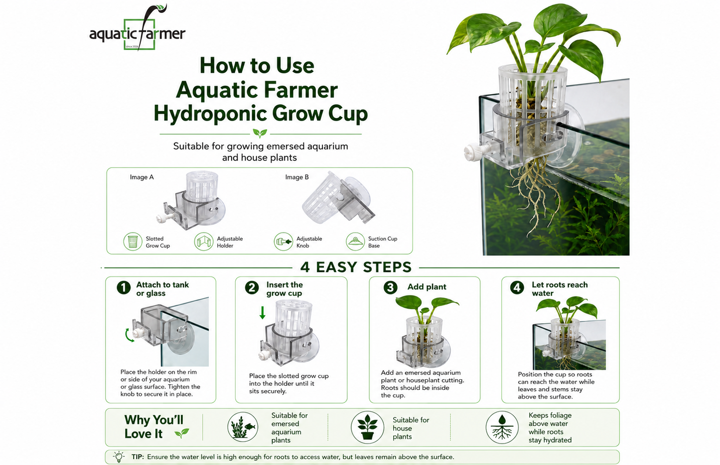 Aquatic Farmer Hydroponic Grow Cup (With adjustable knob)