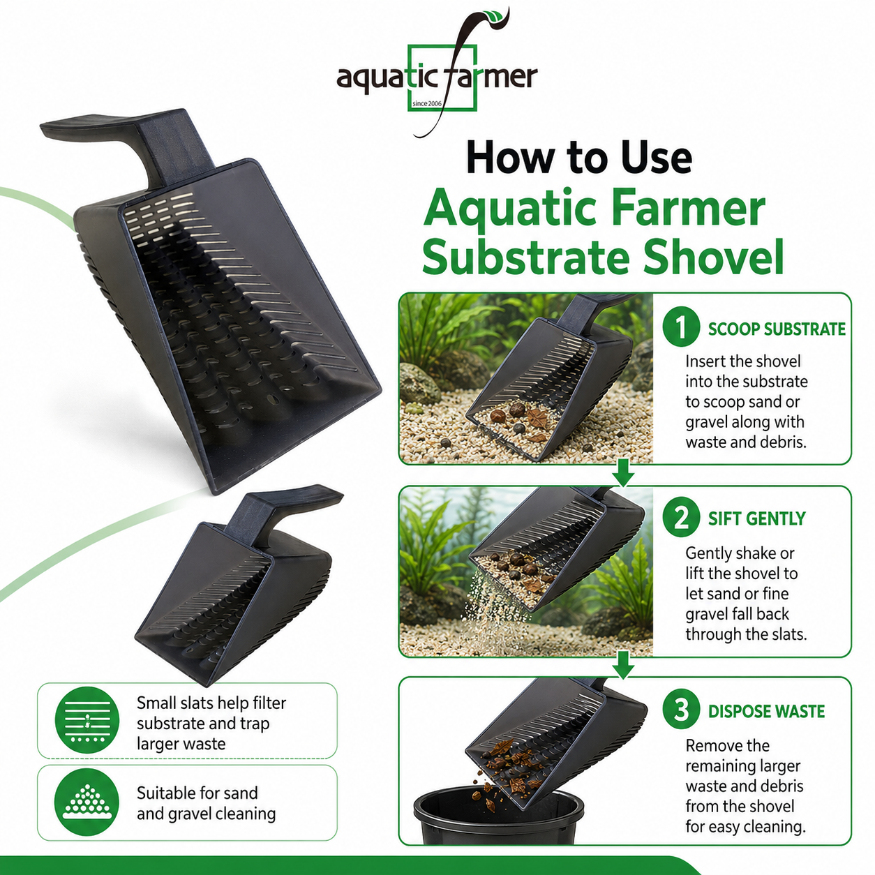 Aquatic Farmer Substrate Shovel Sand Sifter Cleaning Tool