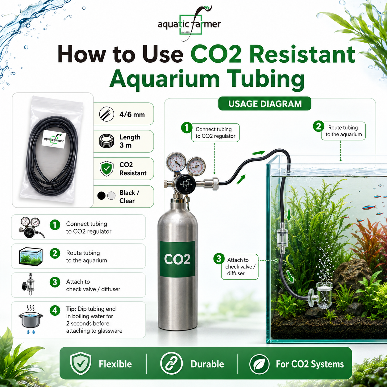 Aquatic Farmer CO2 Resistant Aquarium Tubing 4/6mm (3m)