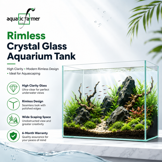 Aquatic Farmer Rimless High Clarity Crystal Glass Aquarium Tank