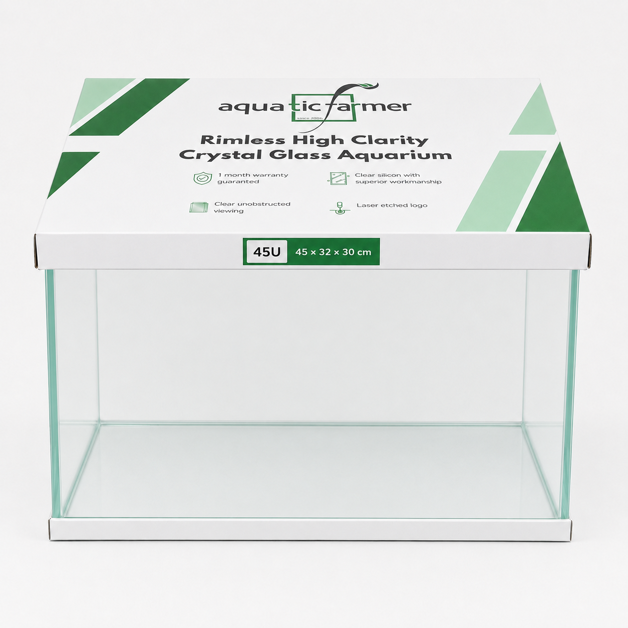 Aquatic Farmer Rimless High Clarity Crystal Glass Aquarium Tank