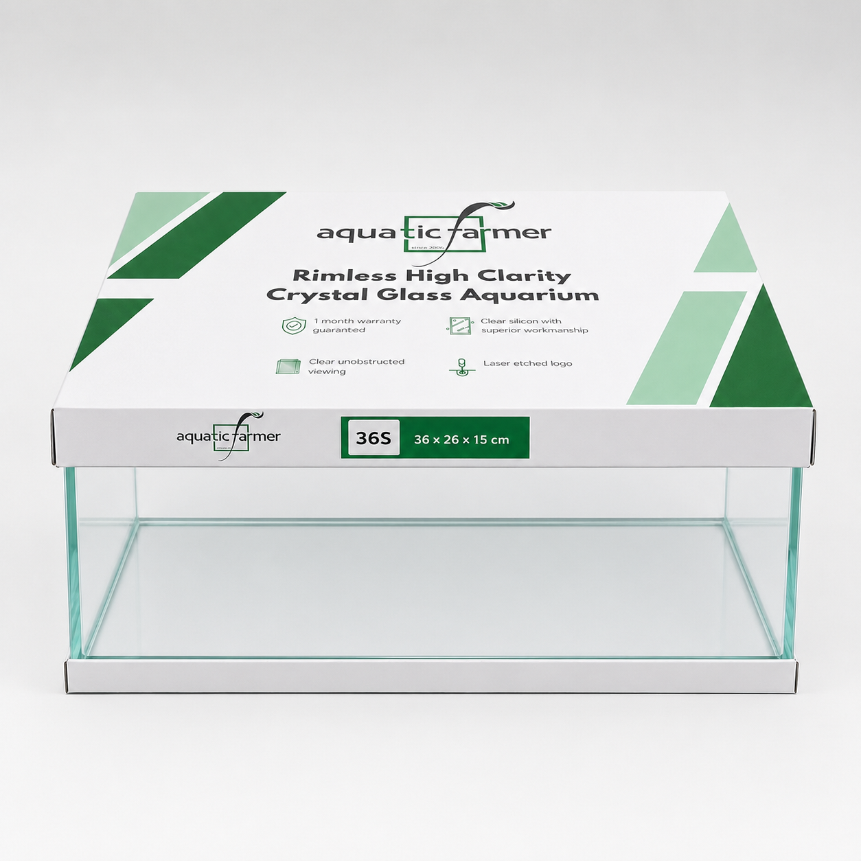 Aquatic Farmer Rimless High Clarity Crystal Glass Aquarium Tank