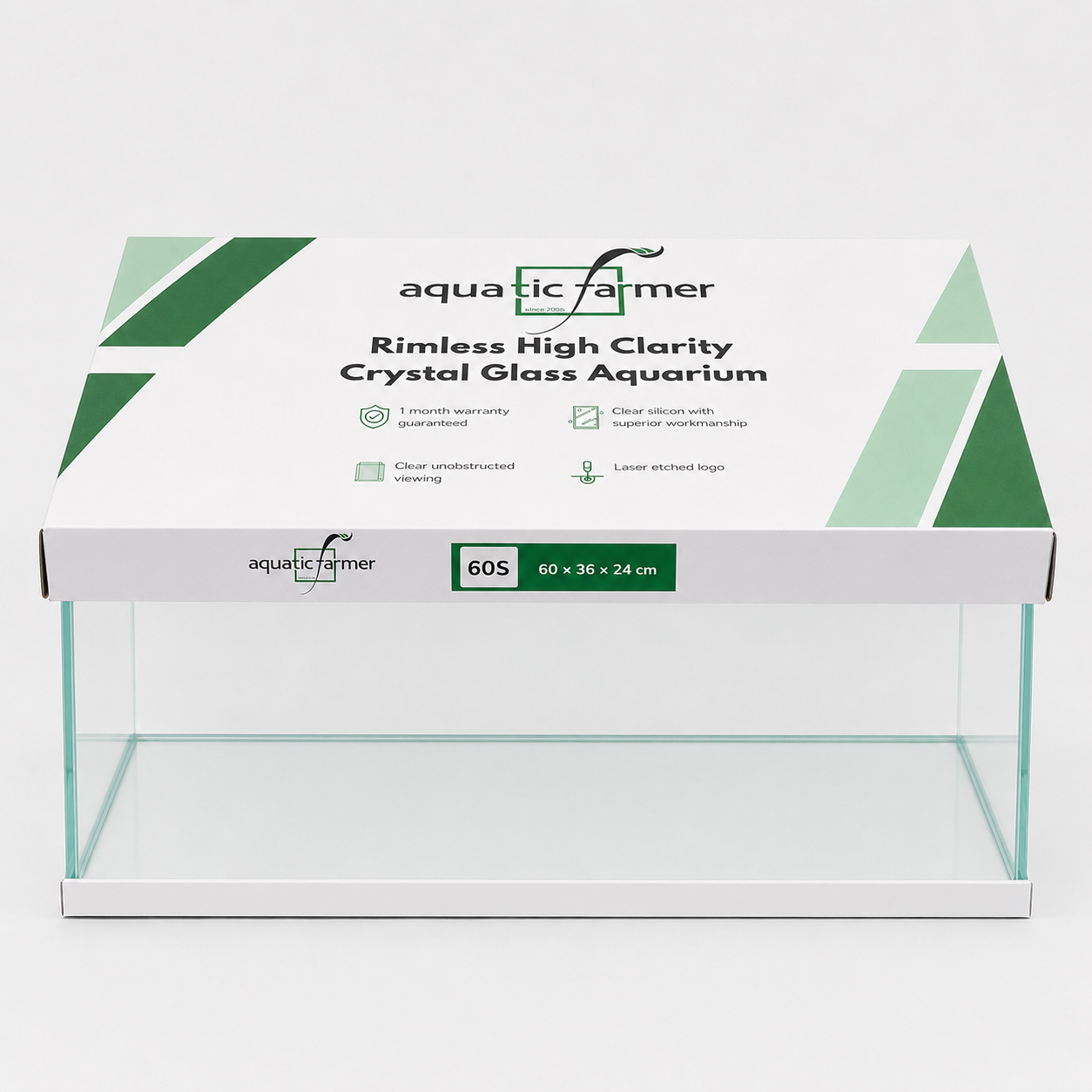 Aquatic Farmer Rimless High Clarity Crystal Glass Aquarium Tank