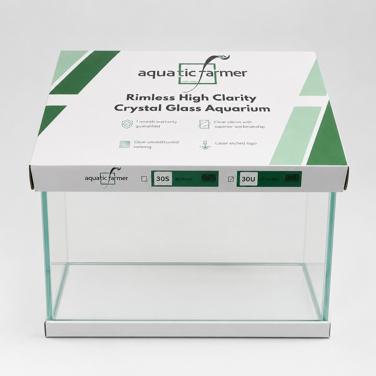 Aquatic Farmer Rimless High Clarity Crystal Glass Aquarium Tank