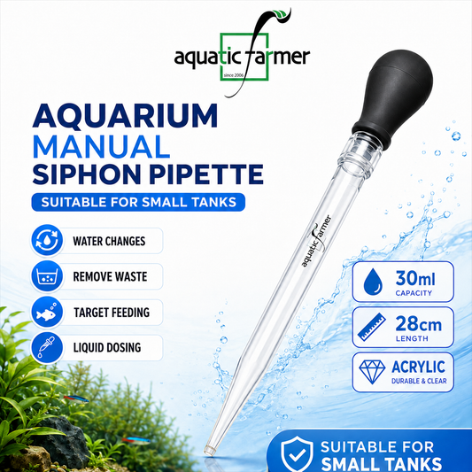 Aquarium manual siphon pipette by Aquatic Farmer - Suitable for Small Tanks