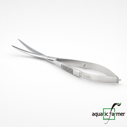 Spring Scissors Curved Blade by Aquatic Farmer - Stainless Steel Aquascaping Tools 2.0 (Surgical Grade)