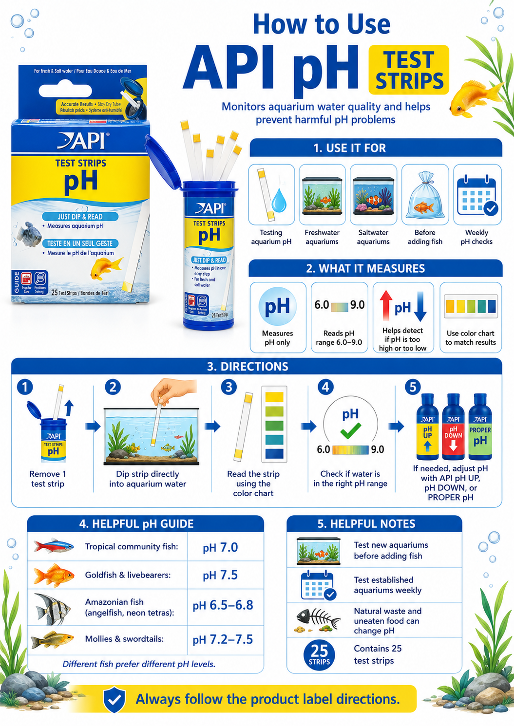 API pH Aquarium Test Strips (For Marine & Freshwater)