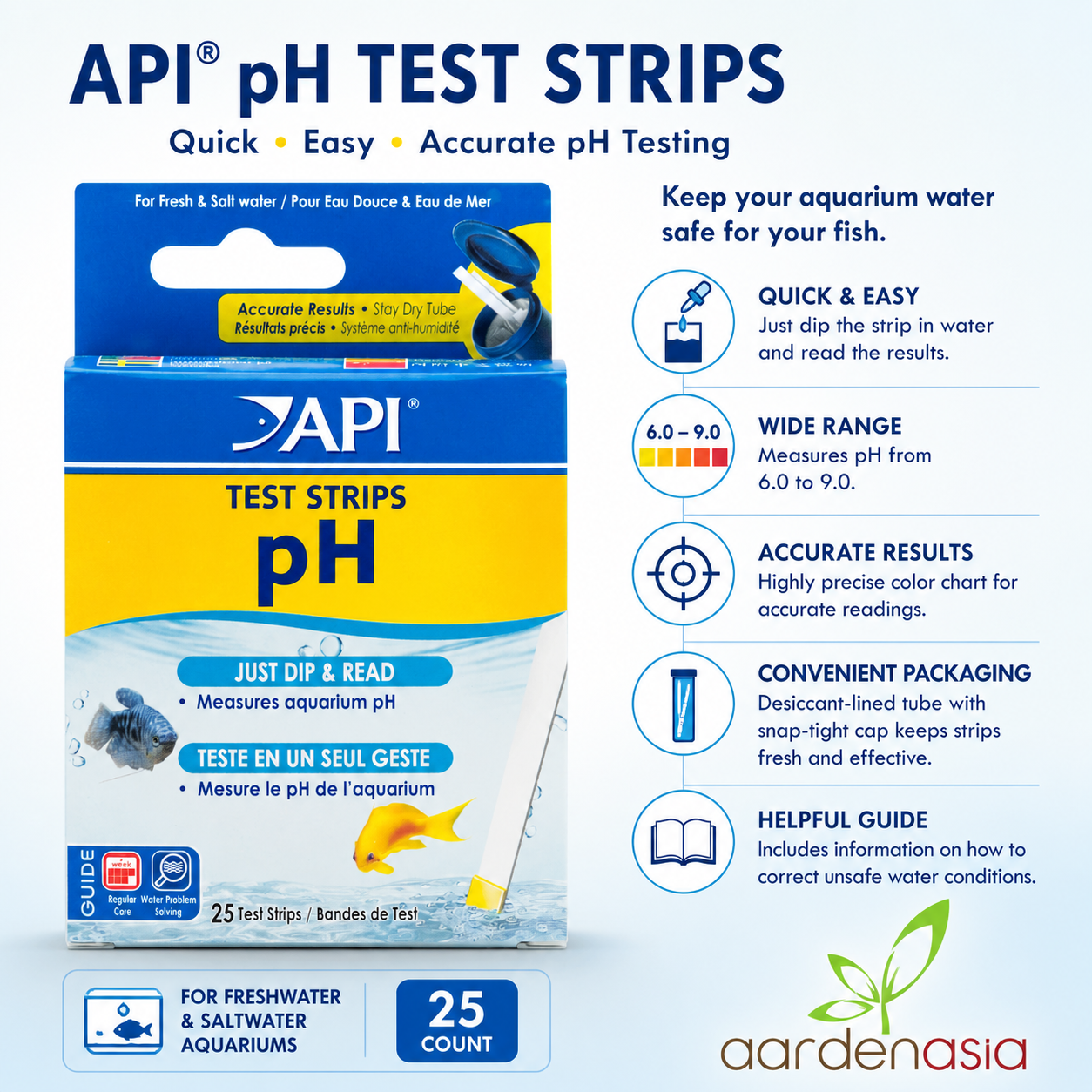 API pH Aquarium Test Strips (For Marine & Freshwater)