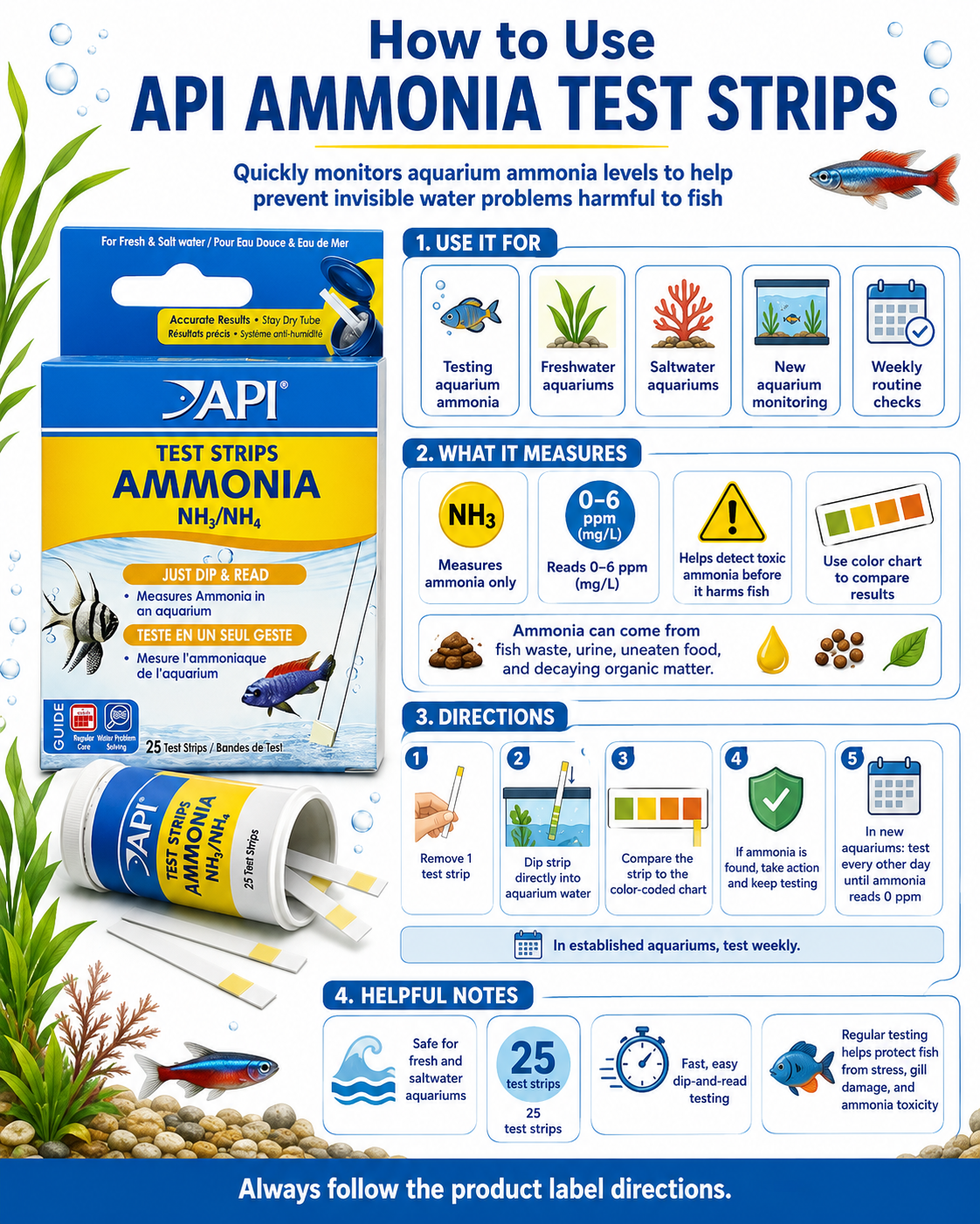 API Ammonia Aquarium Test Strips (For Marine & Freshwater)