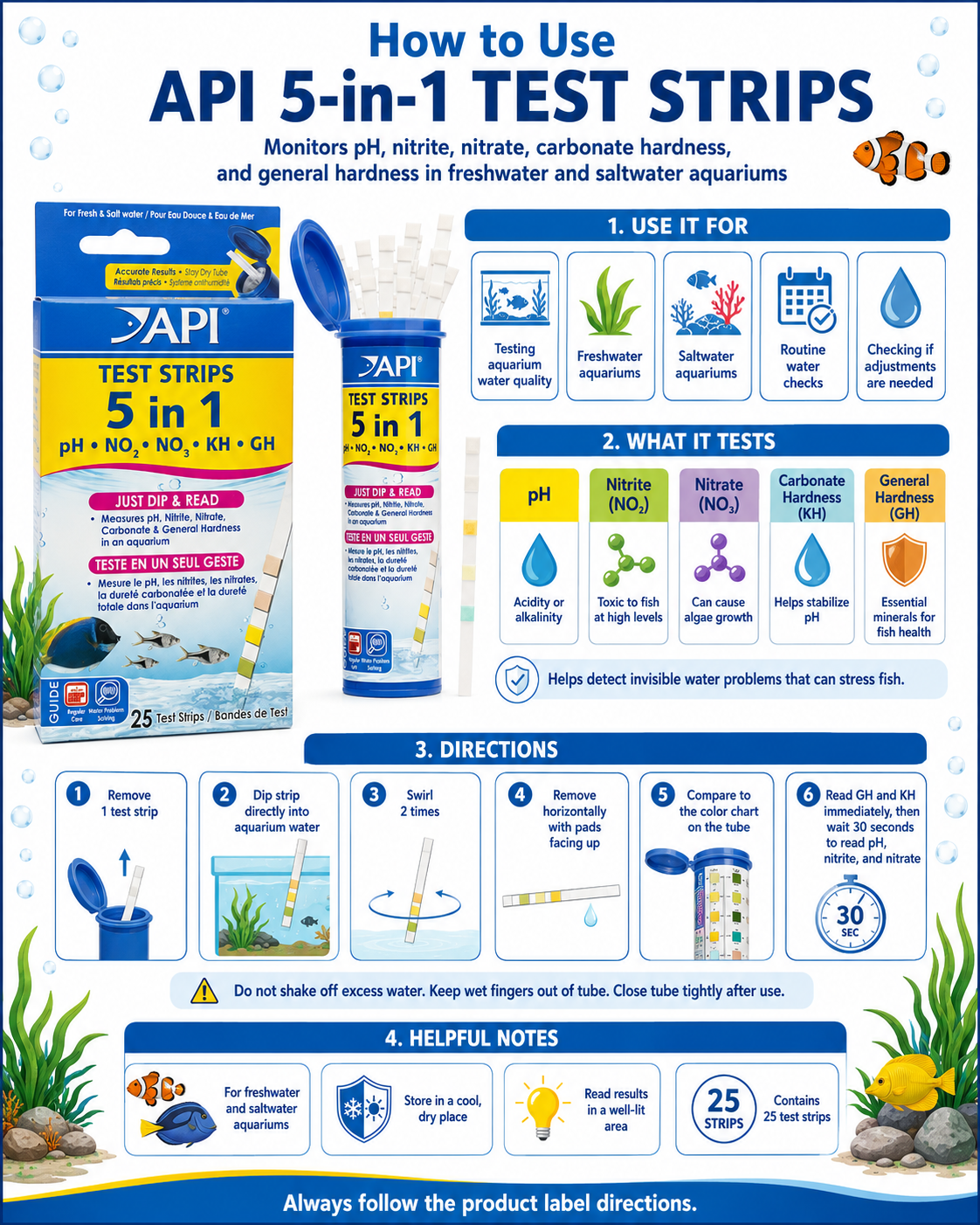 API 5in1 Aquarium Test Strips (For Marine & Freshwater)