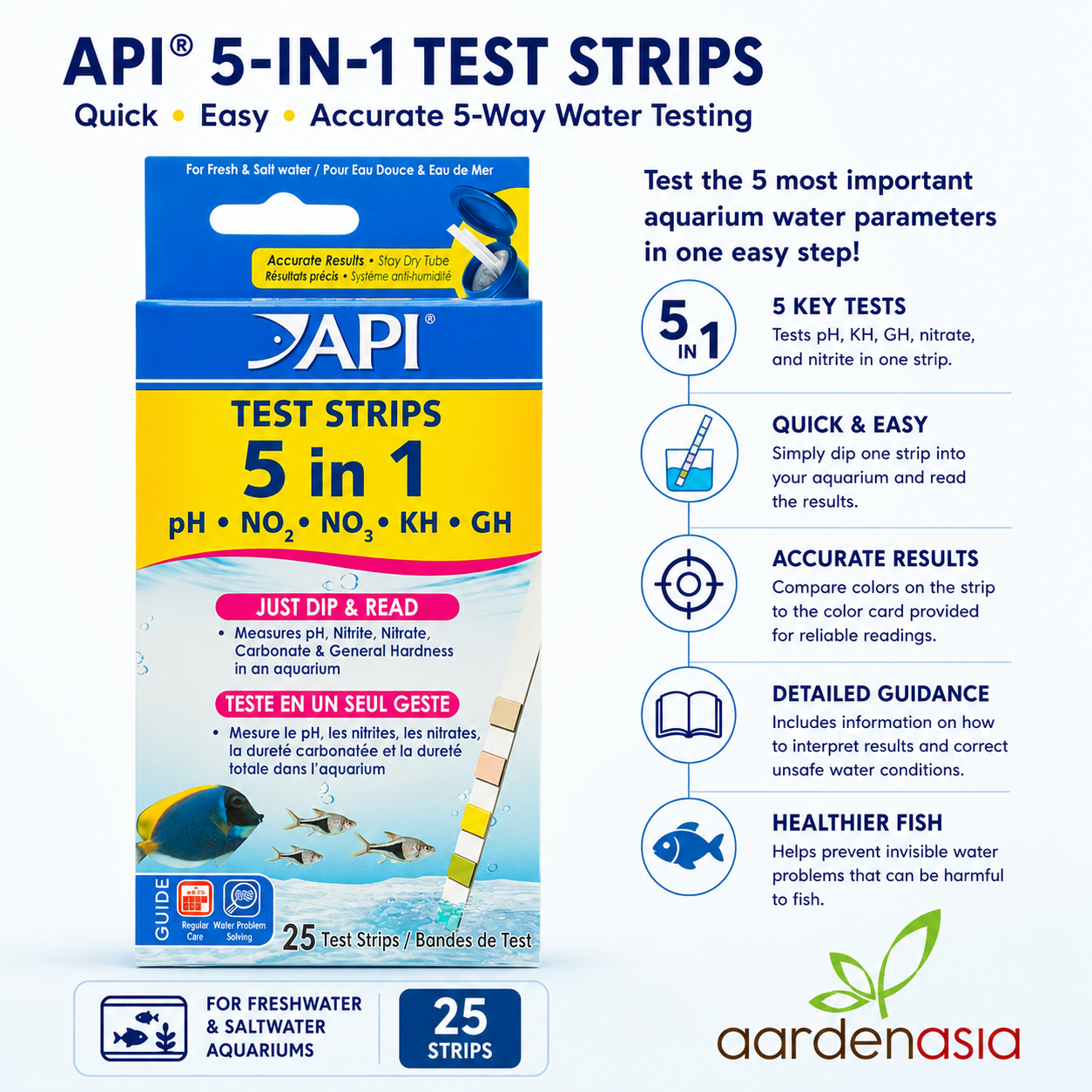 API 5in1 Aquarium Test Strips (For Marine & Freshwater)