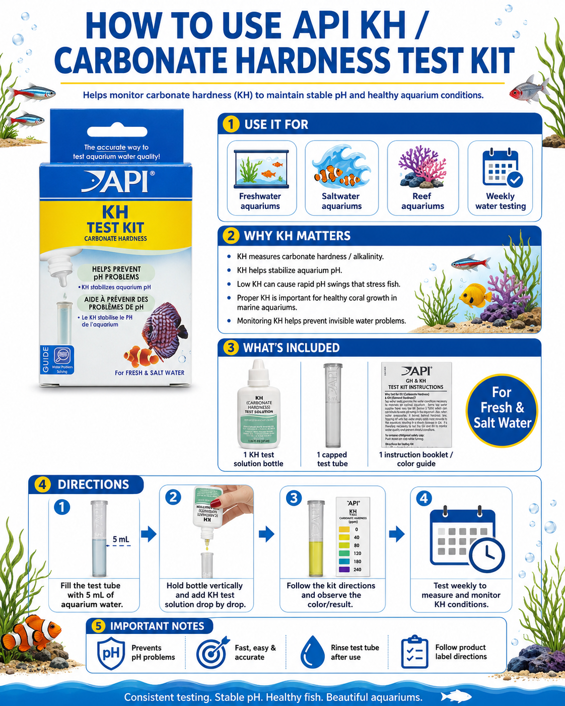 API KH Carbonate Hardness Test Kit (Freshwater & Marine)