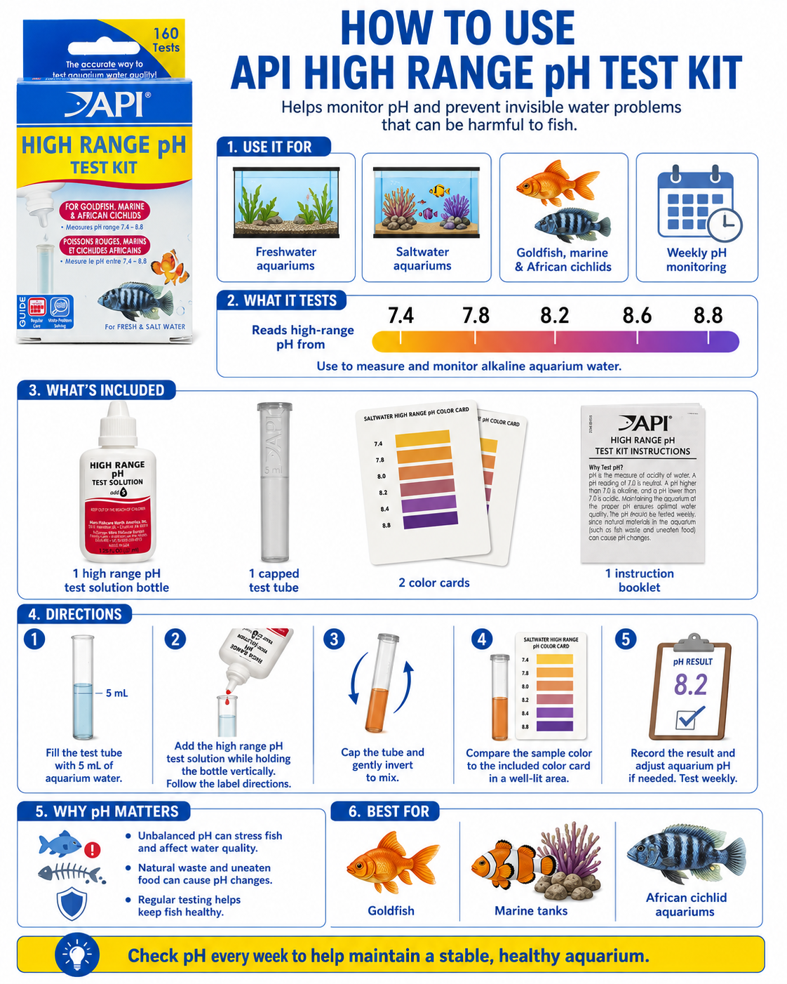 API High Range pH Test Kit (For Freshwater & Marine)