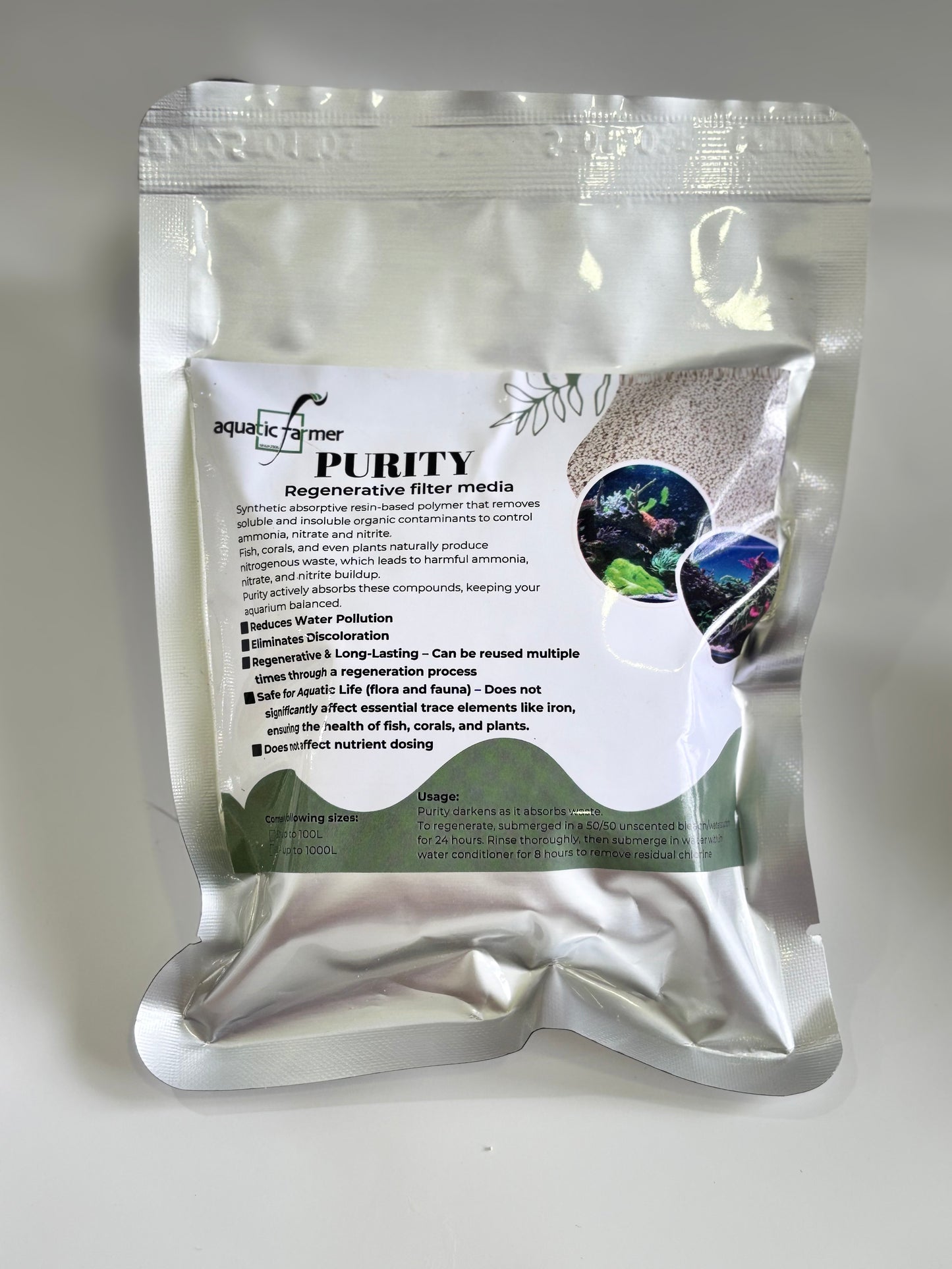 Aquatic Farmer Purity - Regenerative filter media to control ammonia, nitrate and nitrite