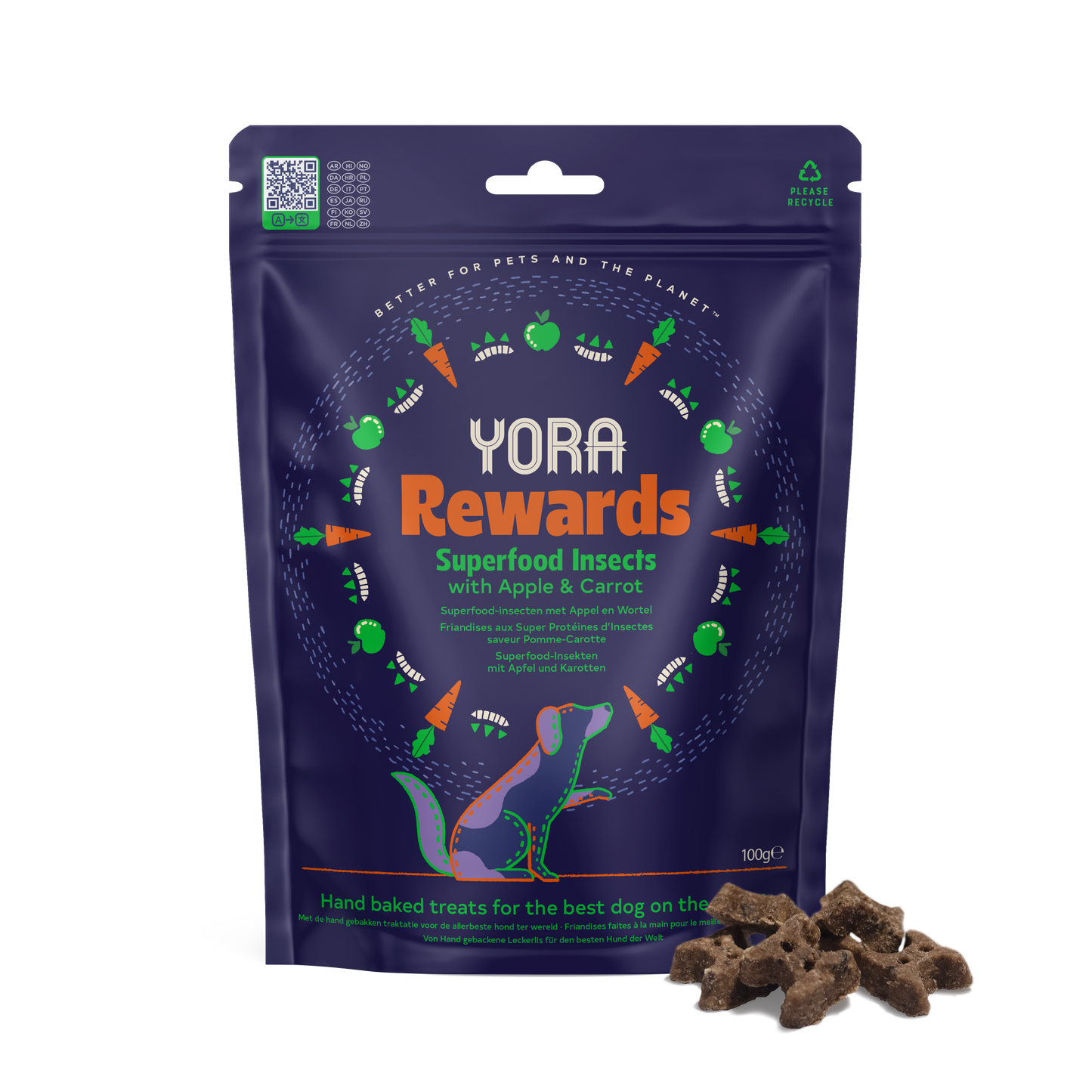 YORA Rewards Insect Protein Dog Treats Carrot & Apple 100g