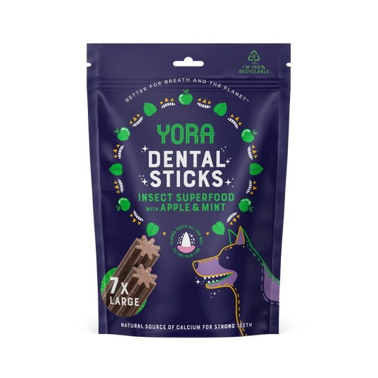 YORA Insect Protein Dental Sticks for Dogs Apple & Mint