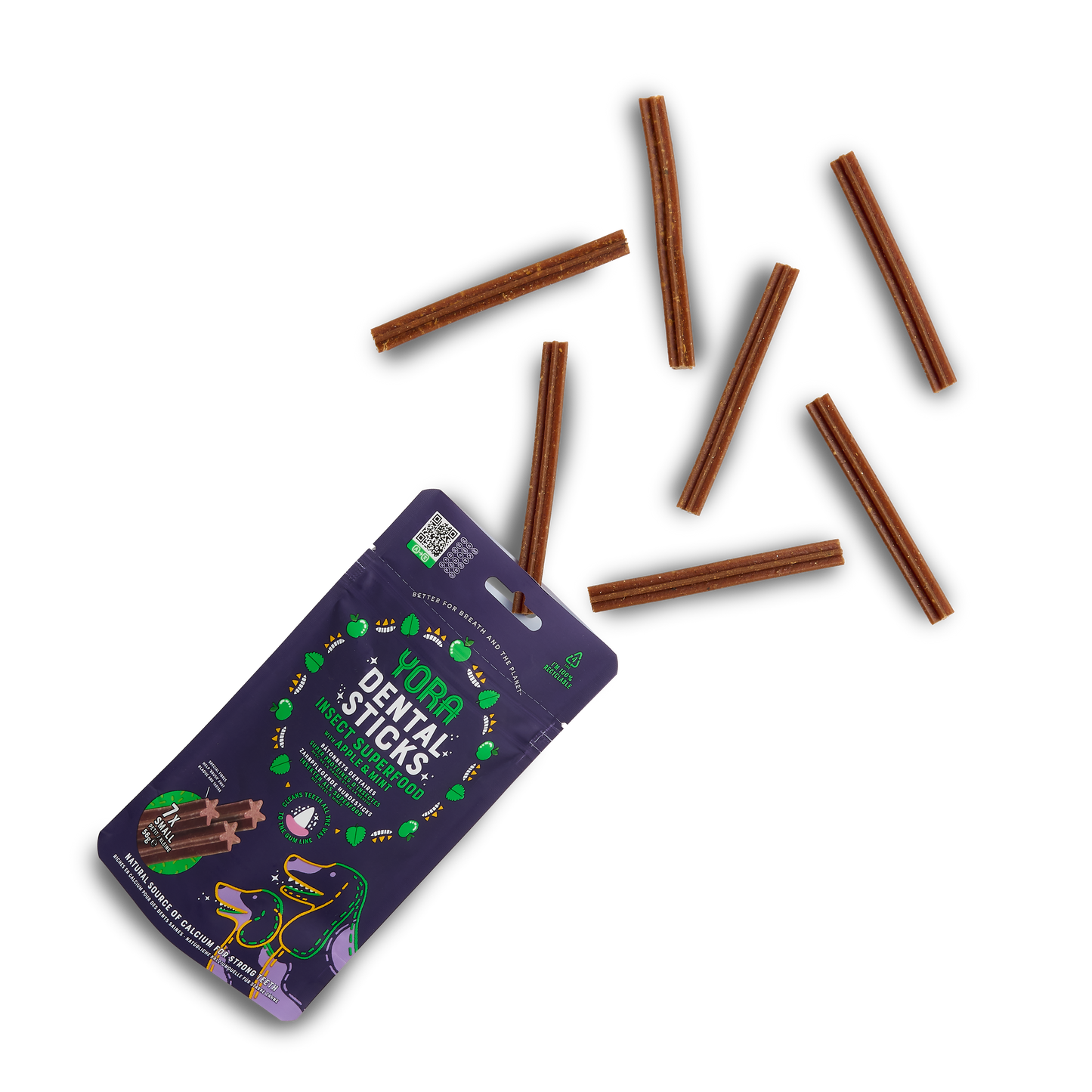 YORA Insect Protein Dental Sticks for Dogs Apple & Mint
