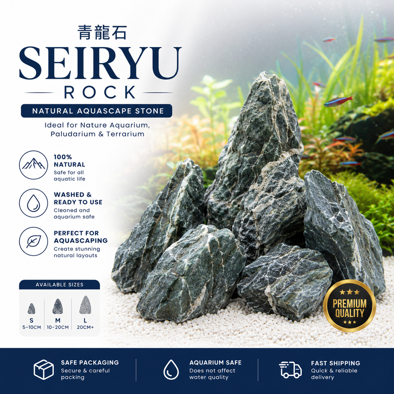Seiryu rocks mixture of 10-30cm sizes (5kg) by Aquatic Farmer