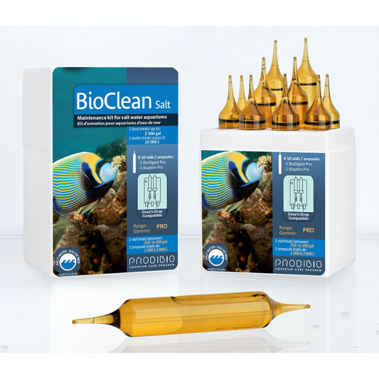 BioClean Salt Pro10 10 vials by Prodibio (Pack includes BioDigest & Biotim) - Aquarium Care Program - Marine