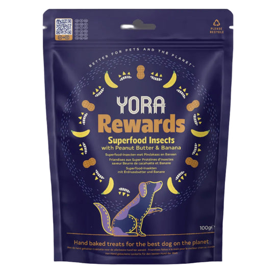YORA Rewards Insect Protein Dog Treats Peanut Butter & Banana 100g
